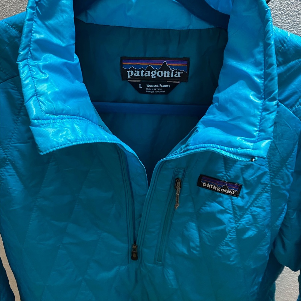 Blue Patagonia puffer jacket